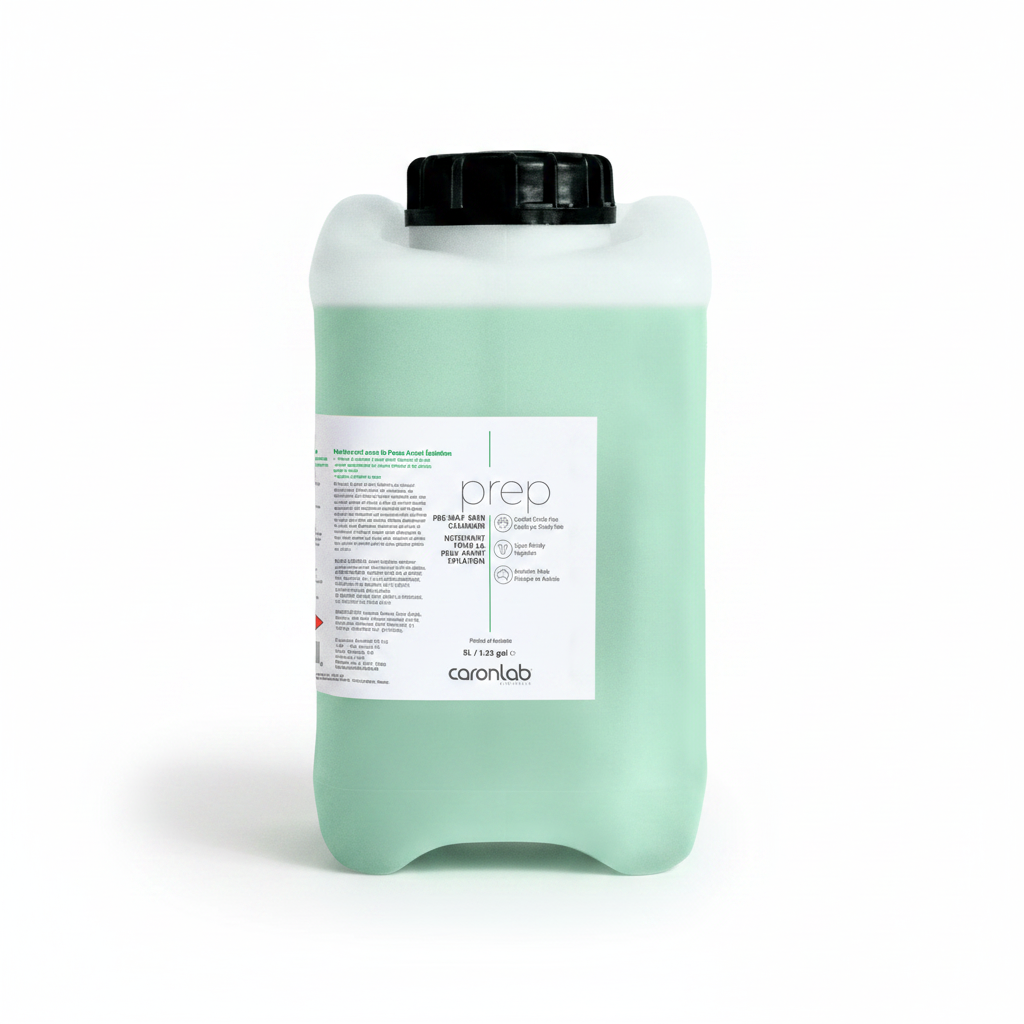 Large container of 'prep' pre wax skin cleanser 5 litre by caranlab on a white background