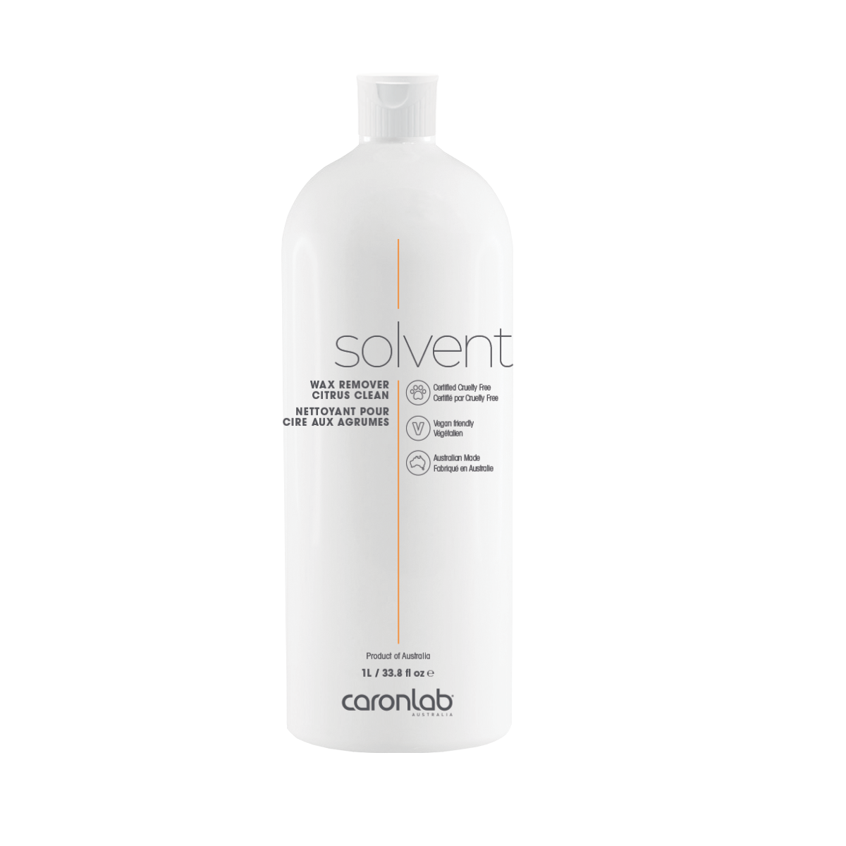 White bottle of caronlab solvent 1 litre on a white background