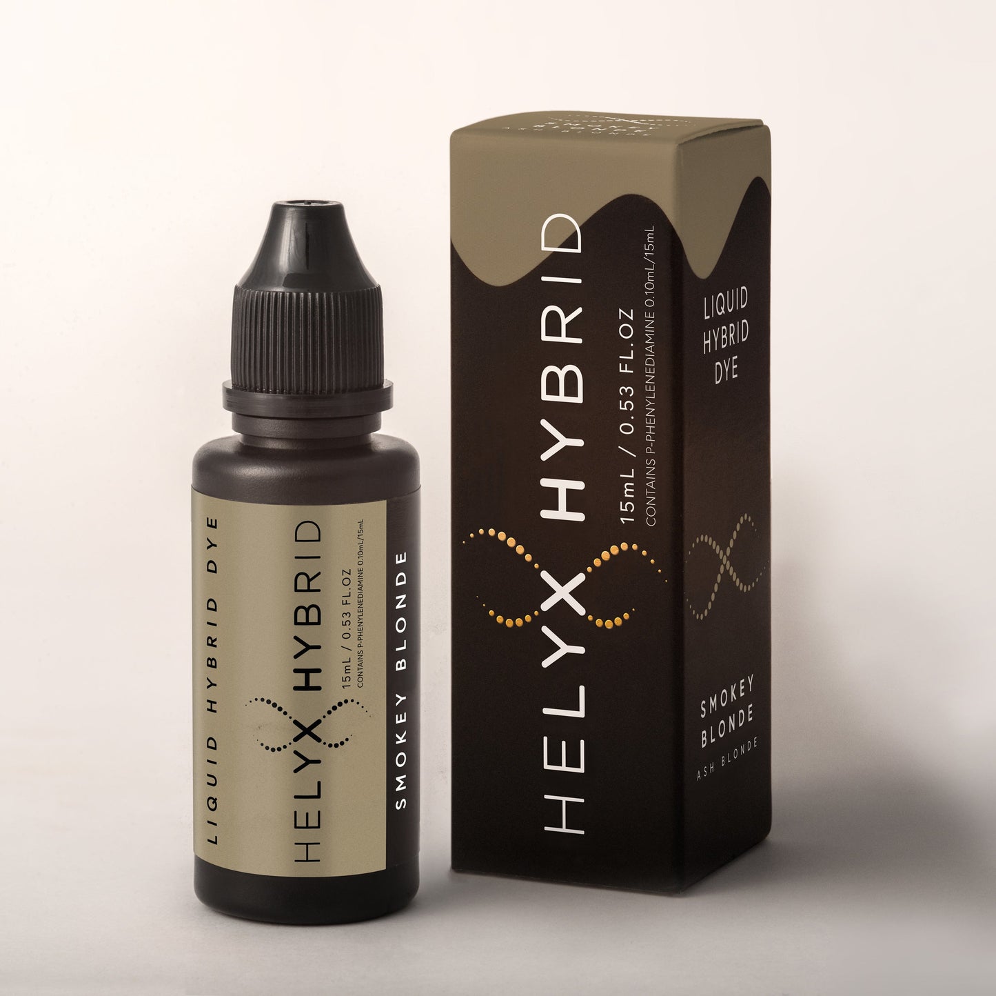 Helyx Hybrid Smokey Blonde ash blonde liquid hybrid brow dye with retail packaging