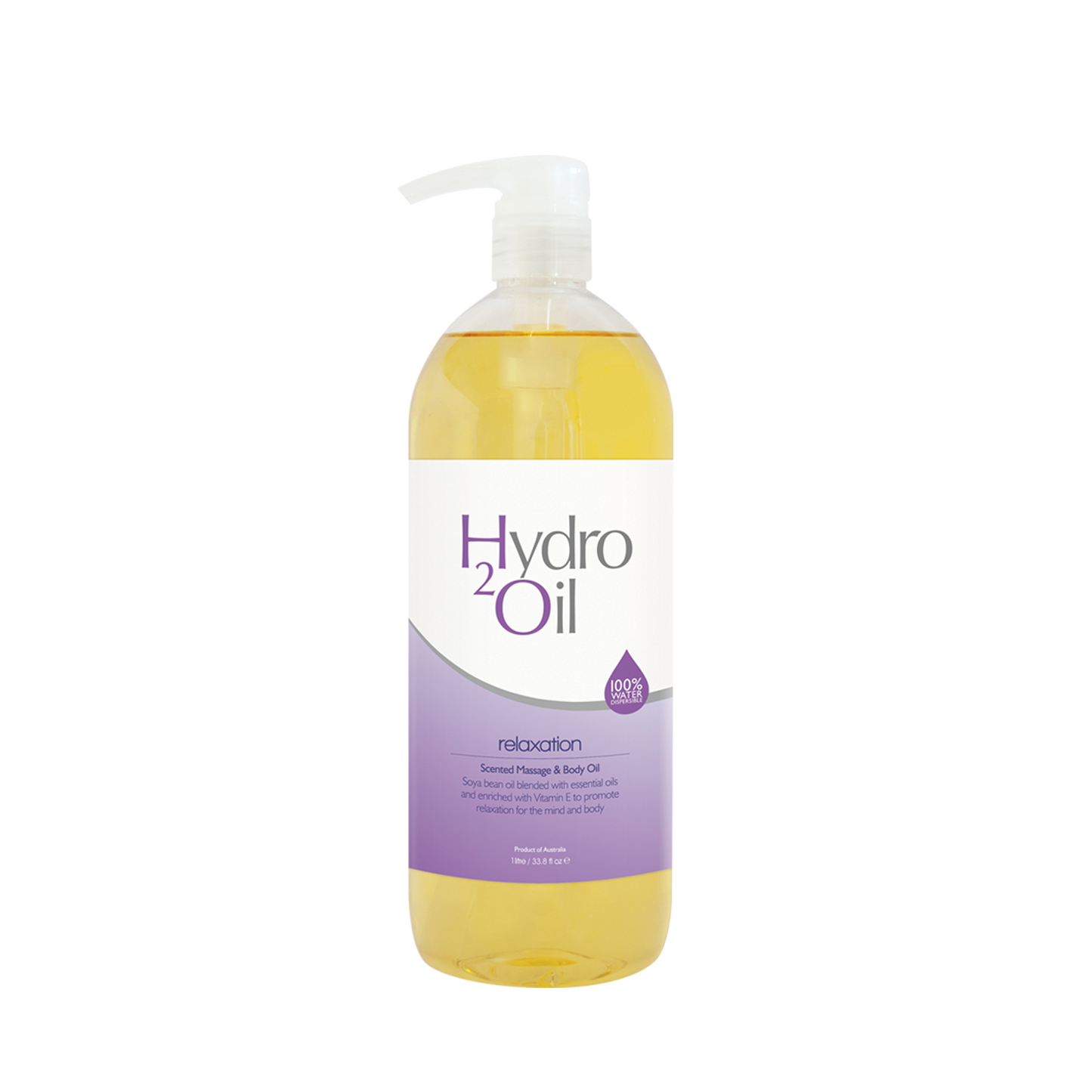 1 litre Hydro 2 Oil relaxation bottle on a white background