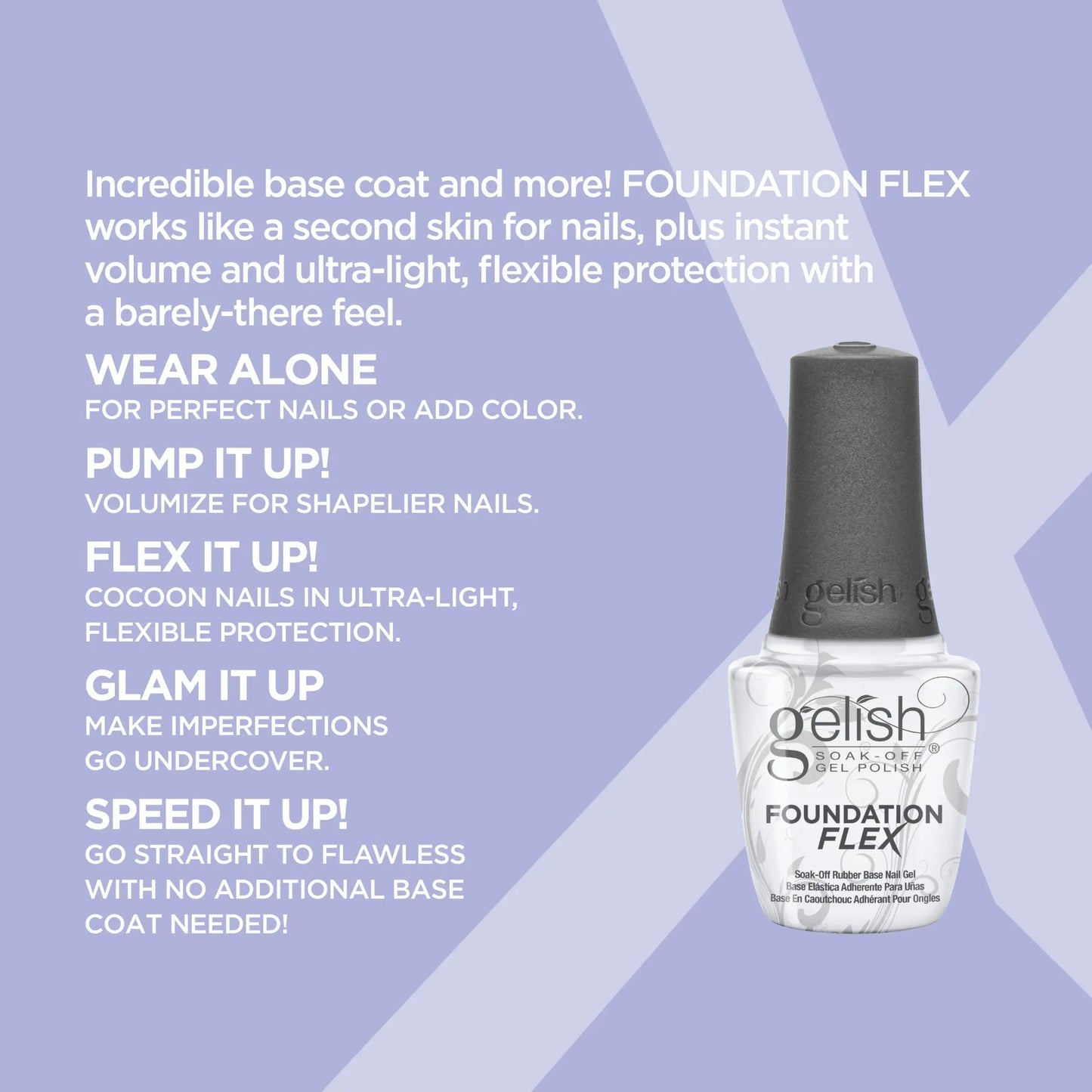 Gelish Foundation Flex Rubber Base Gel – Flexible Soak-Off Base (Clear, Light Nude & Light Pink)