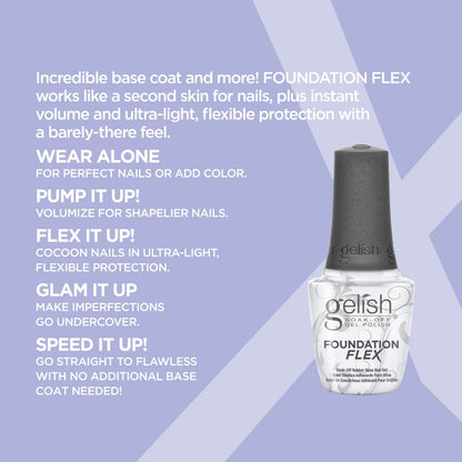 Gelish Foundation Flex Rubber Base Gel – Flexible Soak-Off Base (Clear, Light Nude & Light Pink)