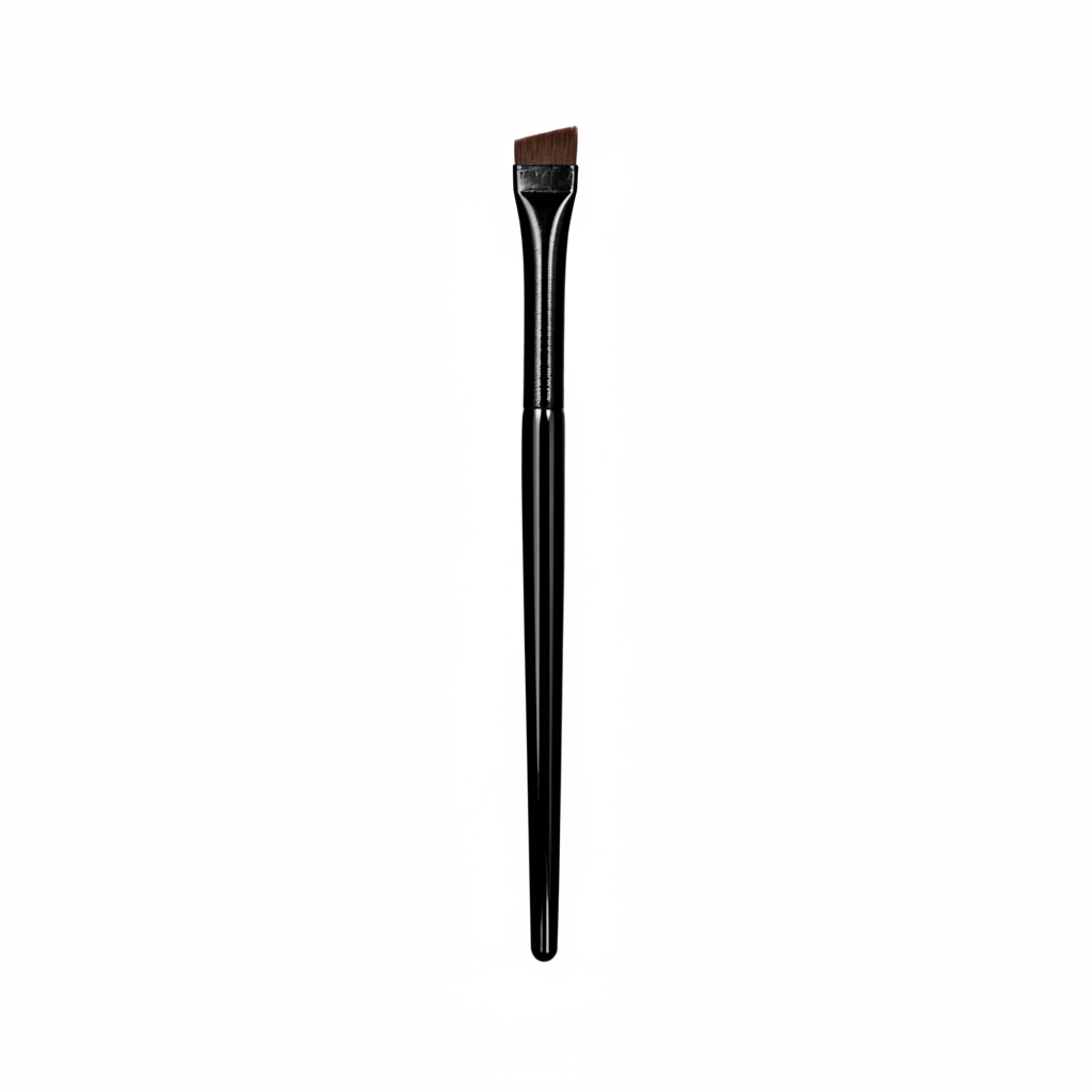 Small angled brow brush for detailed eyebrow application and precision work