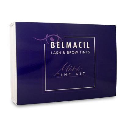 Belmacil Mini Professional Lash & Brow Tint Kit presented in a premium kit box for professional eyelash and eyebrow tinting services.