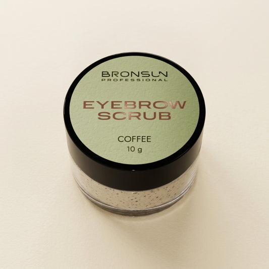 BRONSUN Professional Coffee Eyebrow Scrub 10g jar for gentle brow exfoliation before tinting