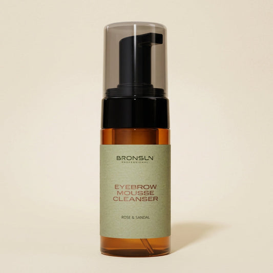 BRONSUN Eyebrow Mousse Cleanser Rose & Sandal 100ml amber pump bottle for professional brow cleansing