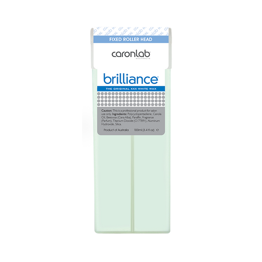 Caronlab Brilliance strip wax cartridge packaging on a white background