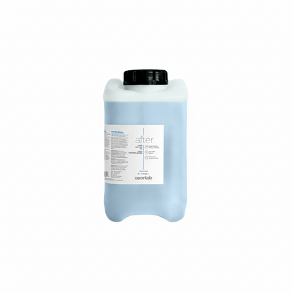 Large 5lt container of 'after' waxing oil product by caronlab on a white background