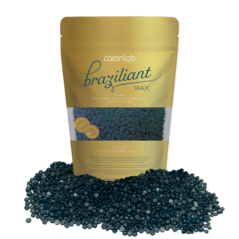 Packaging of coronlab brazilliant wax beads with wax beads on a white background