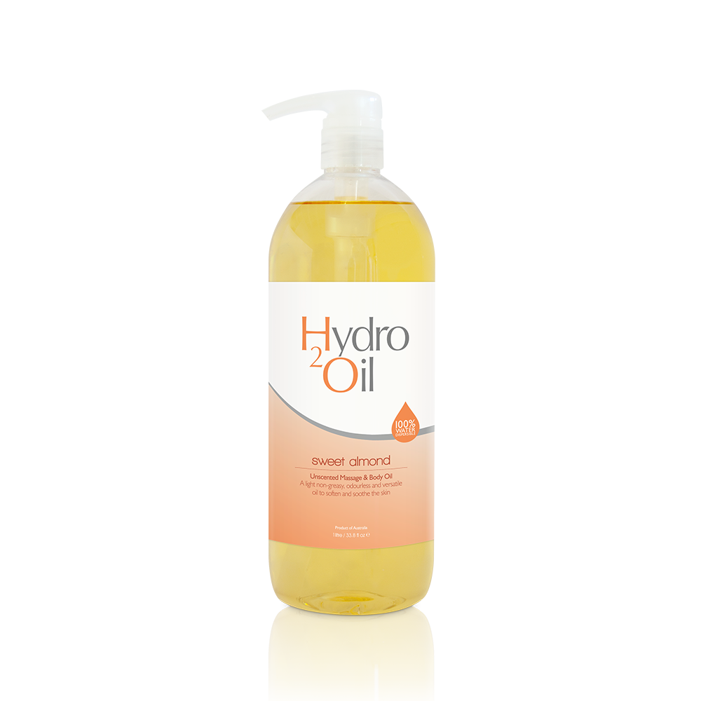 Hydro2Oil sweet almond oil 1lt bottle on a white background