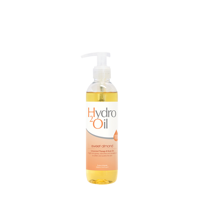 Hydro2Oil sweet almond oil bottle on a white background