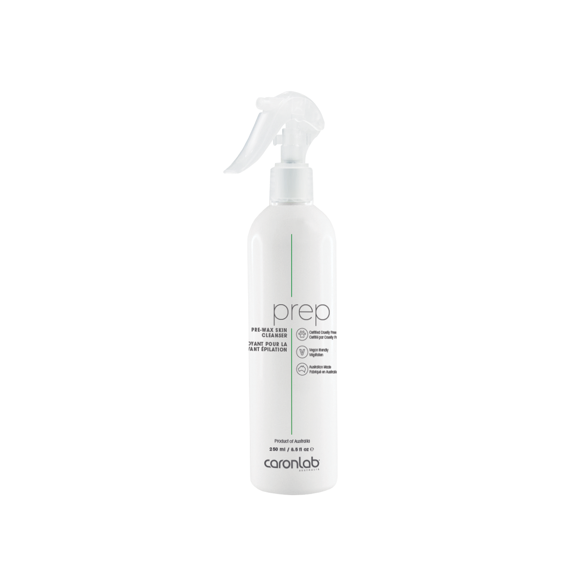 caronlab prep pre-wax skin cleanser 250ml