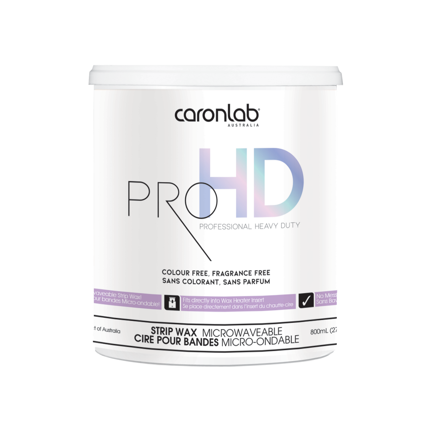 Caronlab Pro HD strip wax 800ml container on a white background