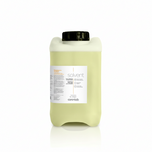 Large container of caronlab solvent with a label on a white background