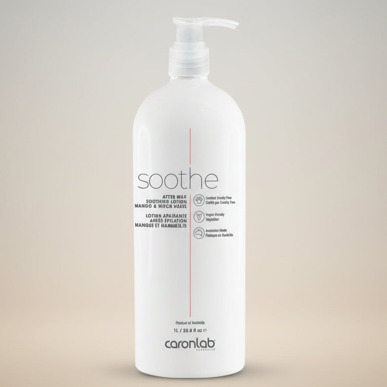 Caronlab sooth after waxing lotion in mango and witch hazel 1 litre bottle.