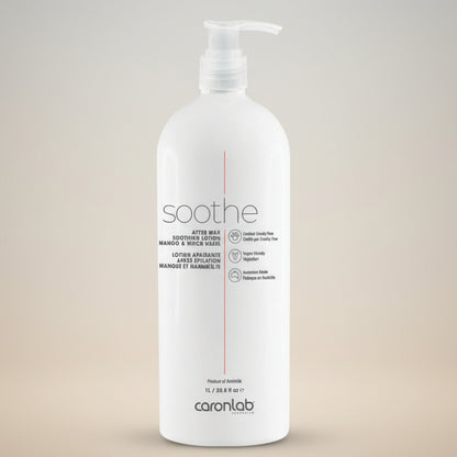 Caronlab sooth after waxing lotion in mango and witch hazel 1 litre bottle.