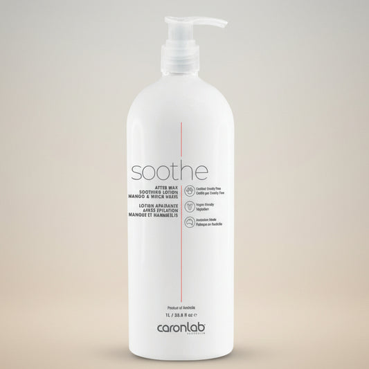 Caronlab sooth after waxing lotion in mango and witch hazel 1 litre bottle.