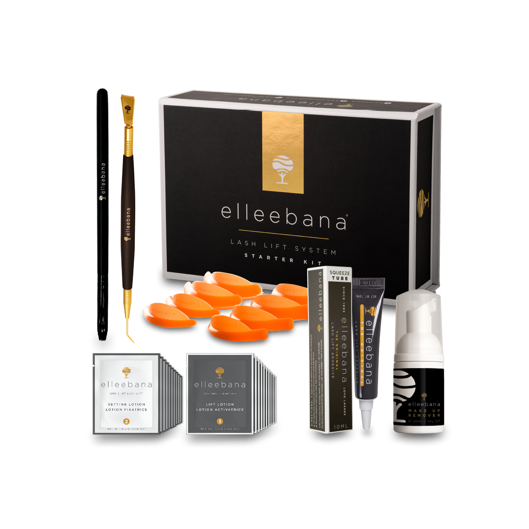 Elleebana lash lift system starter kit with products included in kit shown
