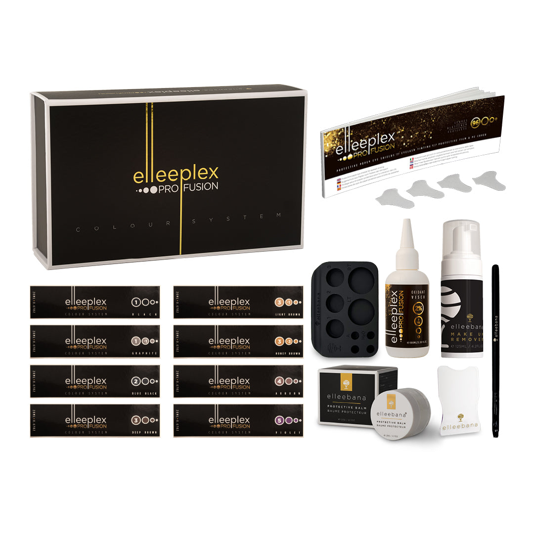 Elleeplex Pro Fusion brow tint colour system kit with professional tint shades and accessories
