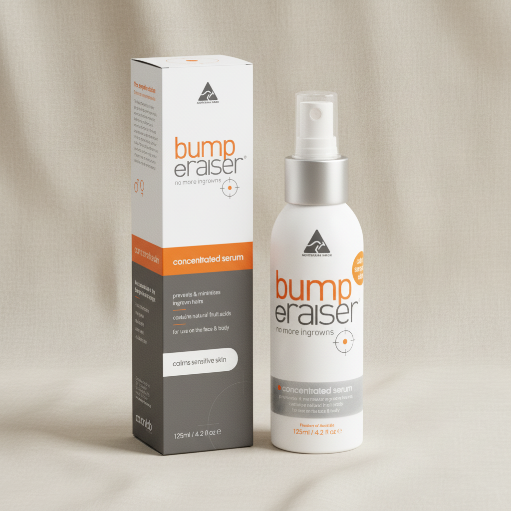 Bump Eraser concentrated serum bottle and packaging on a white background