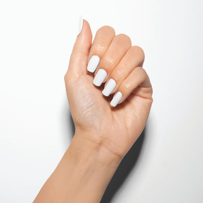 hand with Gelish Arctic Freeze on the nails
