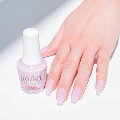 Gelish Brush-On Builder Sheer Orchid Pink 15ml with sheer orchid pink manicure