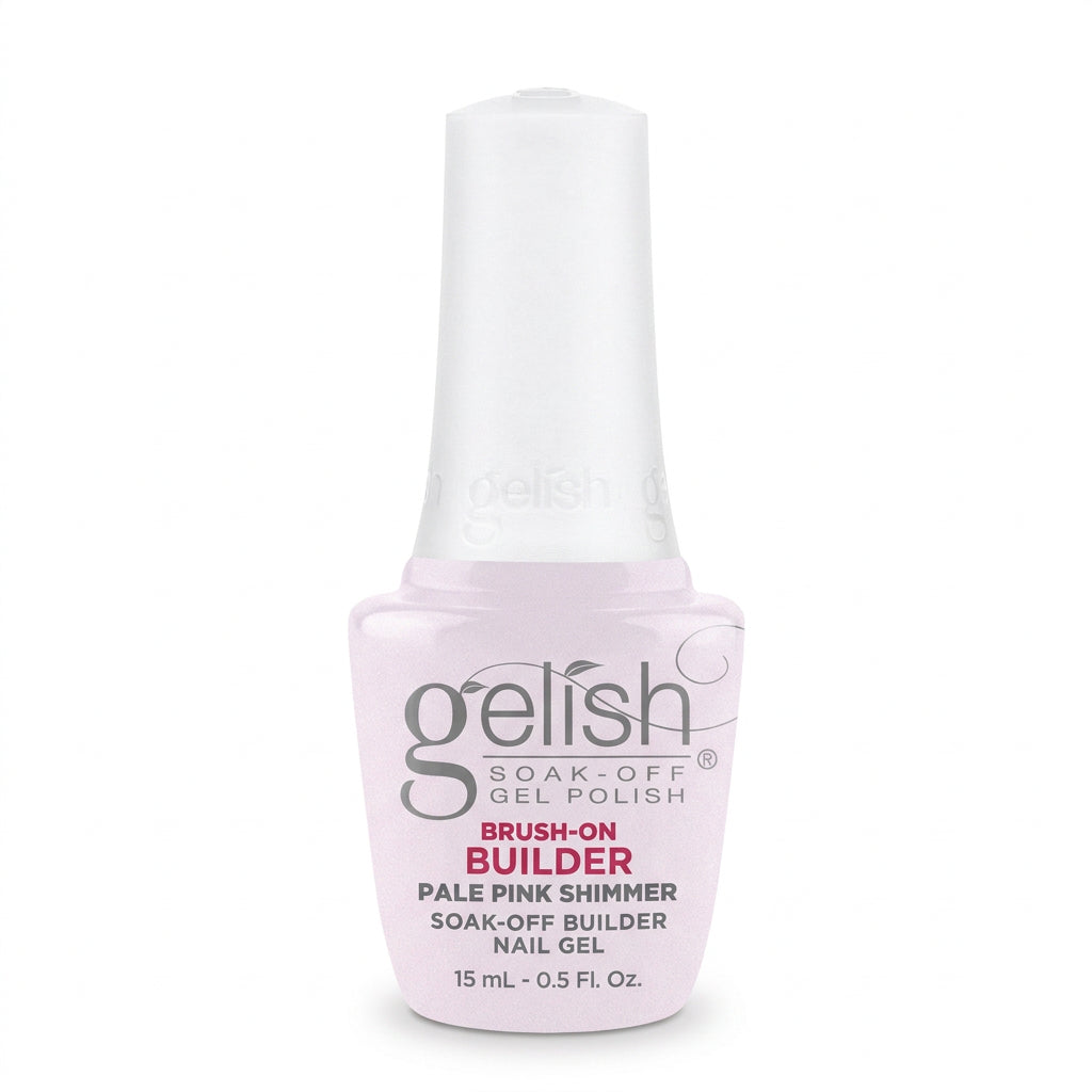 Gelish BIAB brush on builder gel in colour pale pink shimmer 15ml bottle.