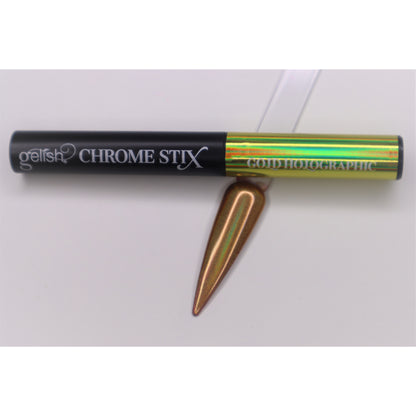 Gelish Chromestix Chrome Nail Powder Pen Holographic Gold on white background