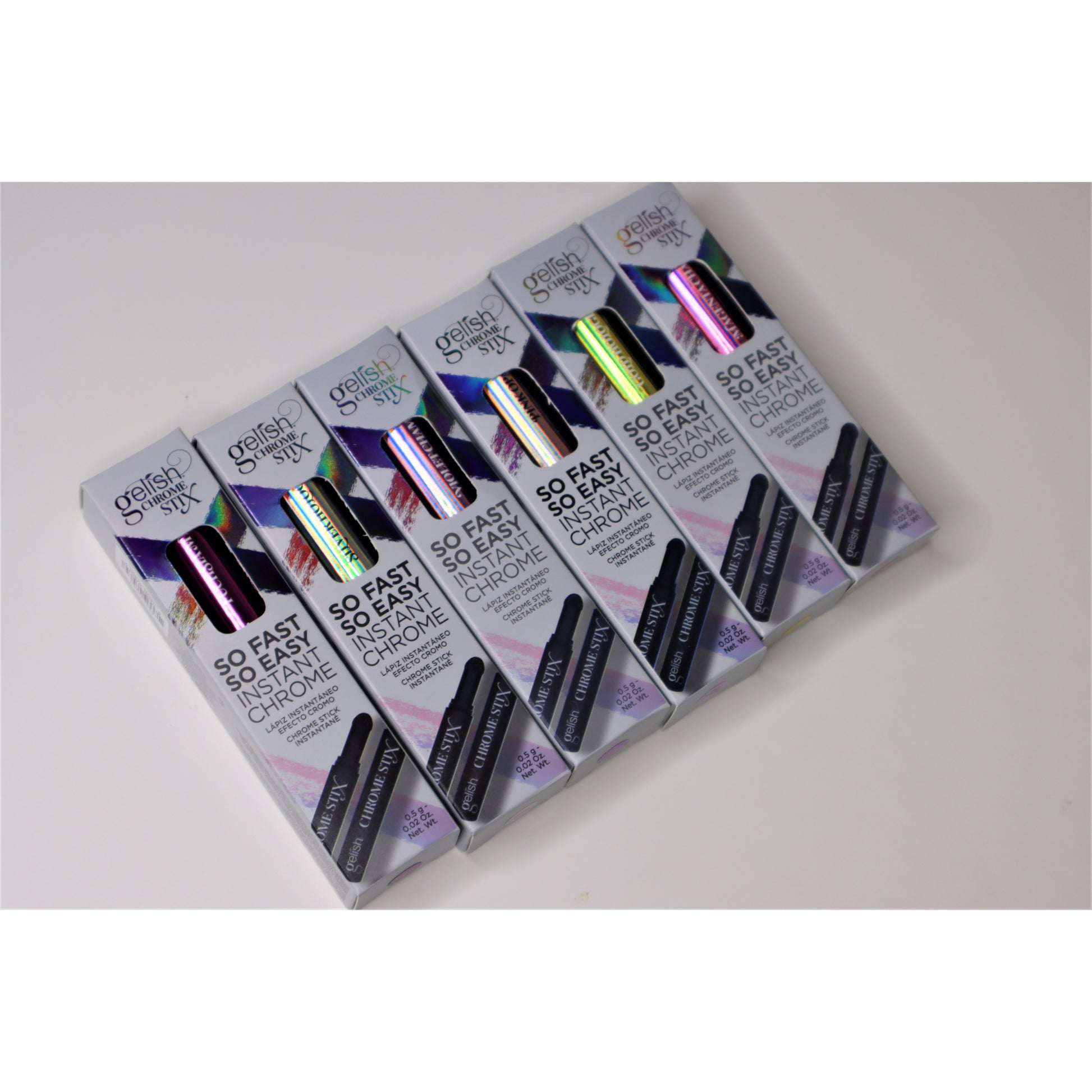 Gelish Chromestix in packaging on white background.
