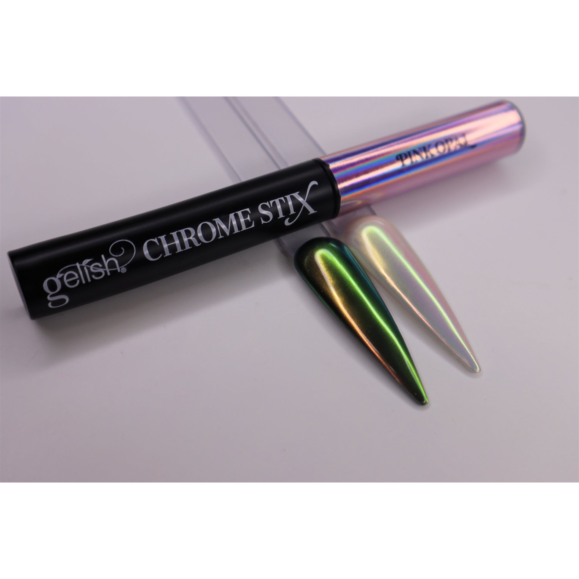 Gelish Chromestix Chrome Nail Powder Pen Pink Opal on white background