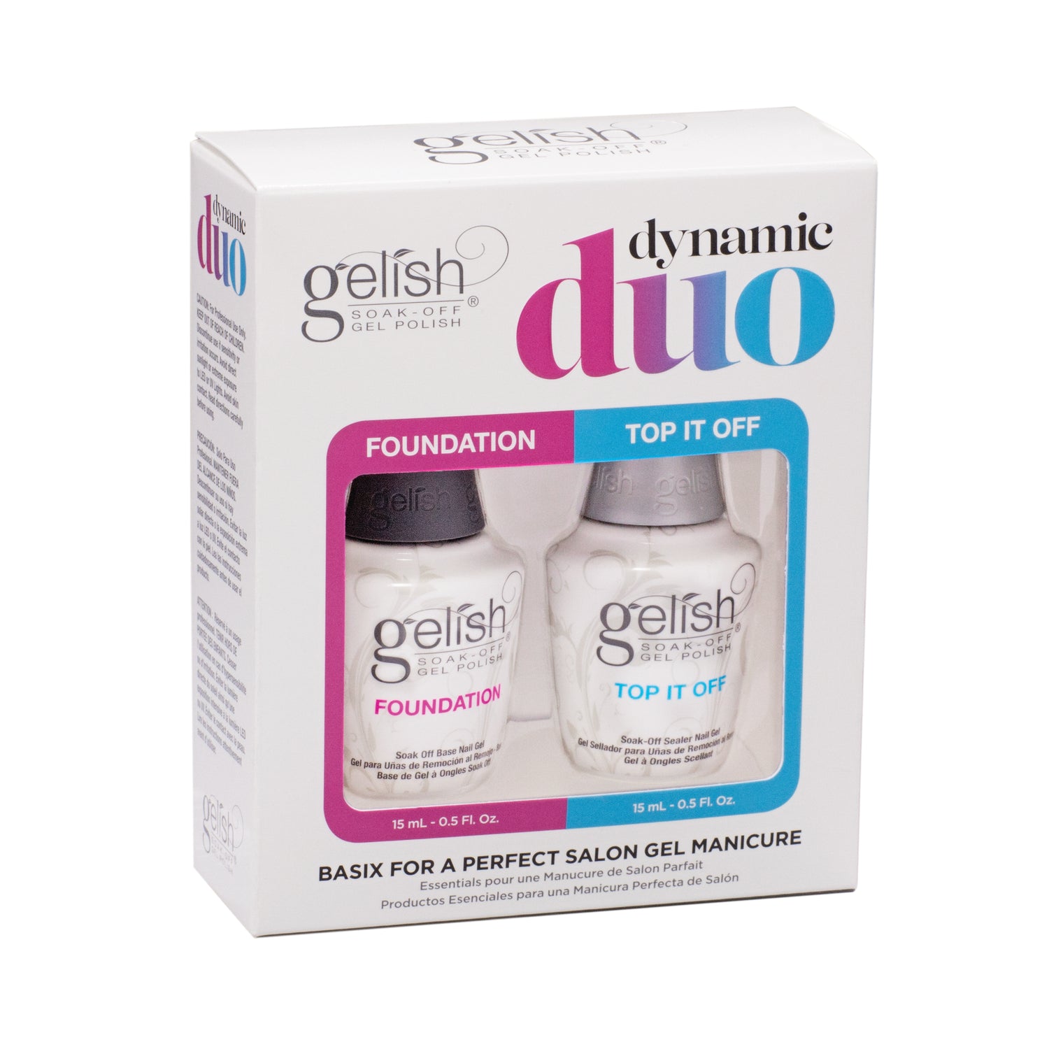 Gelish Dynamic Duo nail polish packaging on a white background