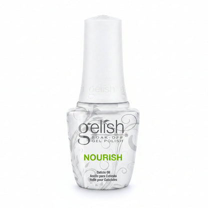 A bottle of Gelish Nourish Cuticle Oil