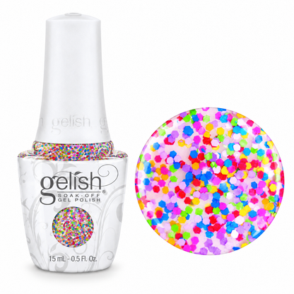 Gelish soak of gel polish colour lots of dots bottle 15ml with swatch 