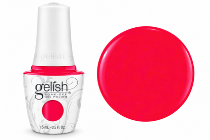 Gelish soak off gel polish in colour shake it til you samba, a bright hot pink creme shade 15ml bottle with colour swatch