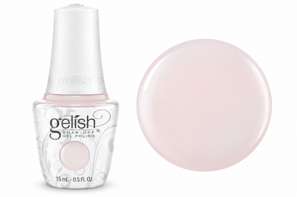 Gelish soak off gel polish in colour sheer & silk an off white semi sheer nude 15ml bottle and colour swatch