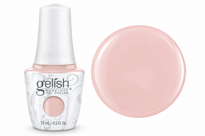 Gelish soak off gel polish in colour tan me hide a nude beige with pink undertones a creme shade 15ml bottle with colour swatch