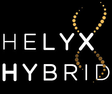 Helyx Hybrid logo on a black background