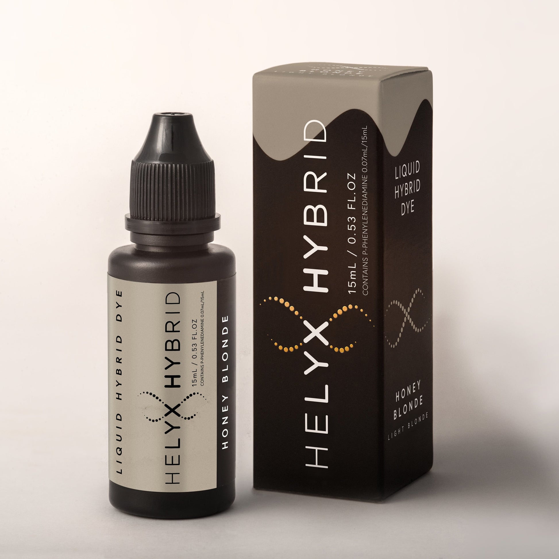 Helyx Hybrid Honey Blonde liquid hybrid brow dye with retail packaging