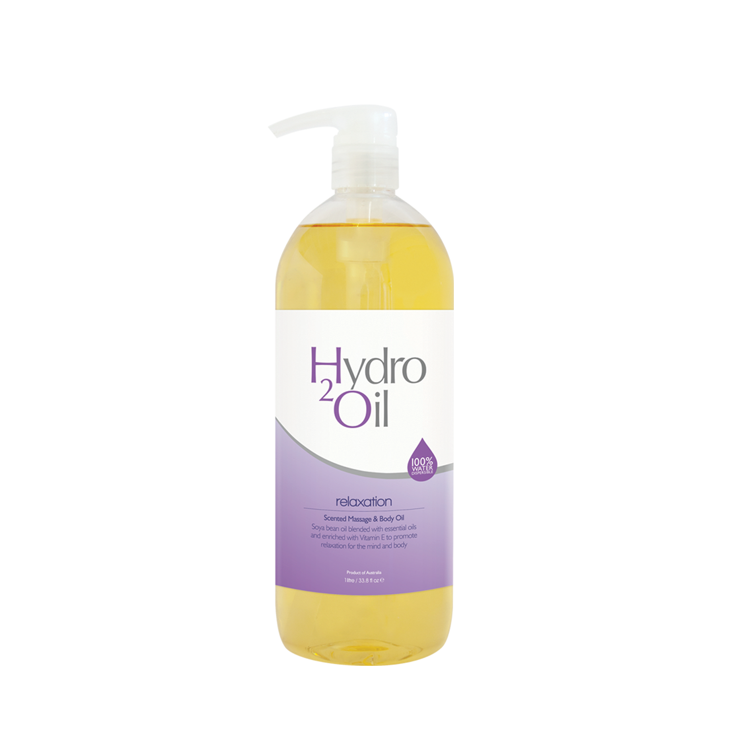 1 litre Hydro 2 Oil relaxation bottle on a white background