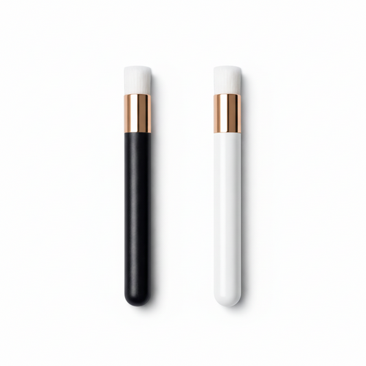 Lash and brow cleansing brushes in black and white with soft bristles for professional cleaning