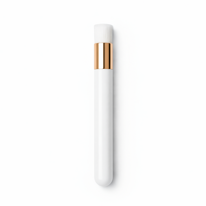 White lash and brow cleansing brush with soft bristles for gentle cleansing and prep