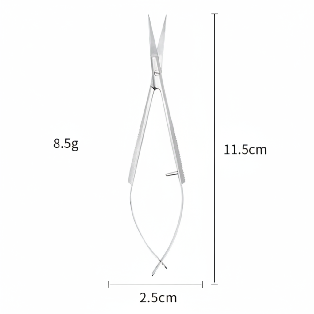 Pair of scissors with measurements on a white background