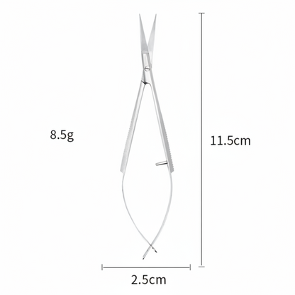 Pair of scissors with measurements on a white background
