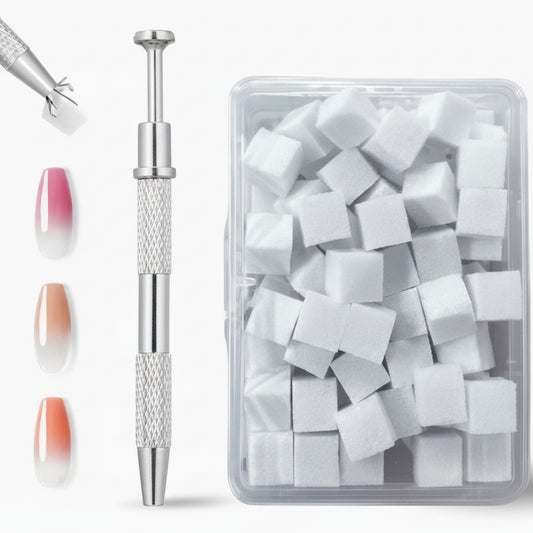 Professional stainless steel nail art sponge tweezers for ombre nails chrome powder and precision nail art application