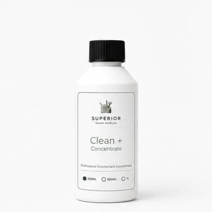 Superior Salon Supplies Clean Plus Concentrate 250ml professional disinfectant concentrate bottle