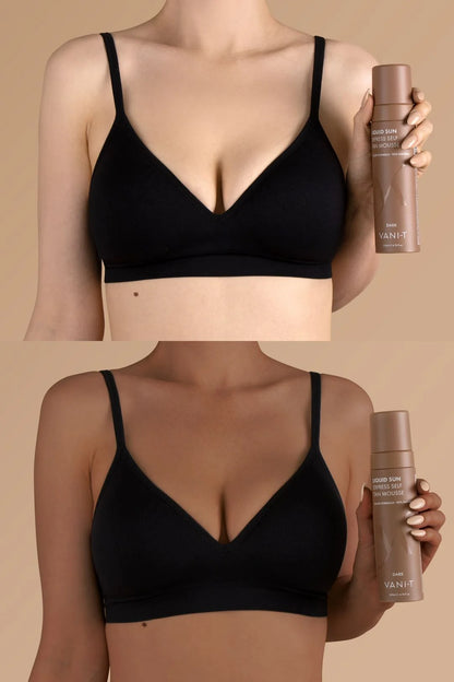 VANI-T Liquid Sun Express Self Tan Mousse Dark before and after tanning results