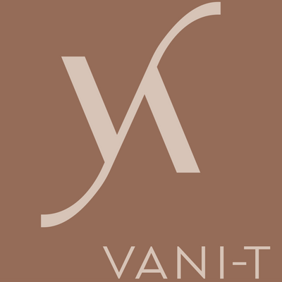 Logo of Vani-T on a brown background